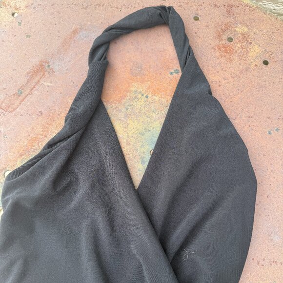 EUC Vintage Halter, Twist-Neck Black Midi Dress LBD - Picture 8 of 10